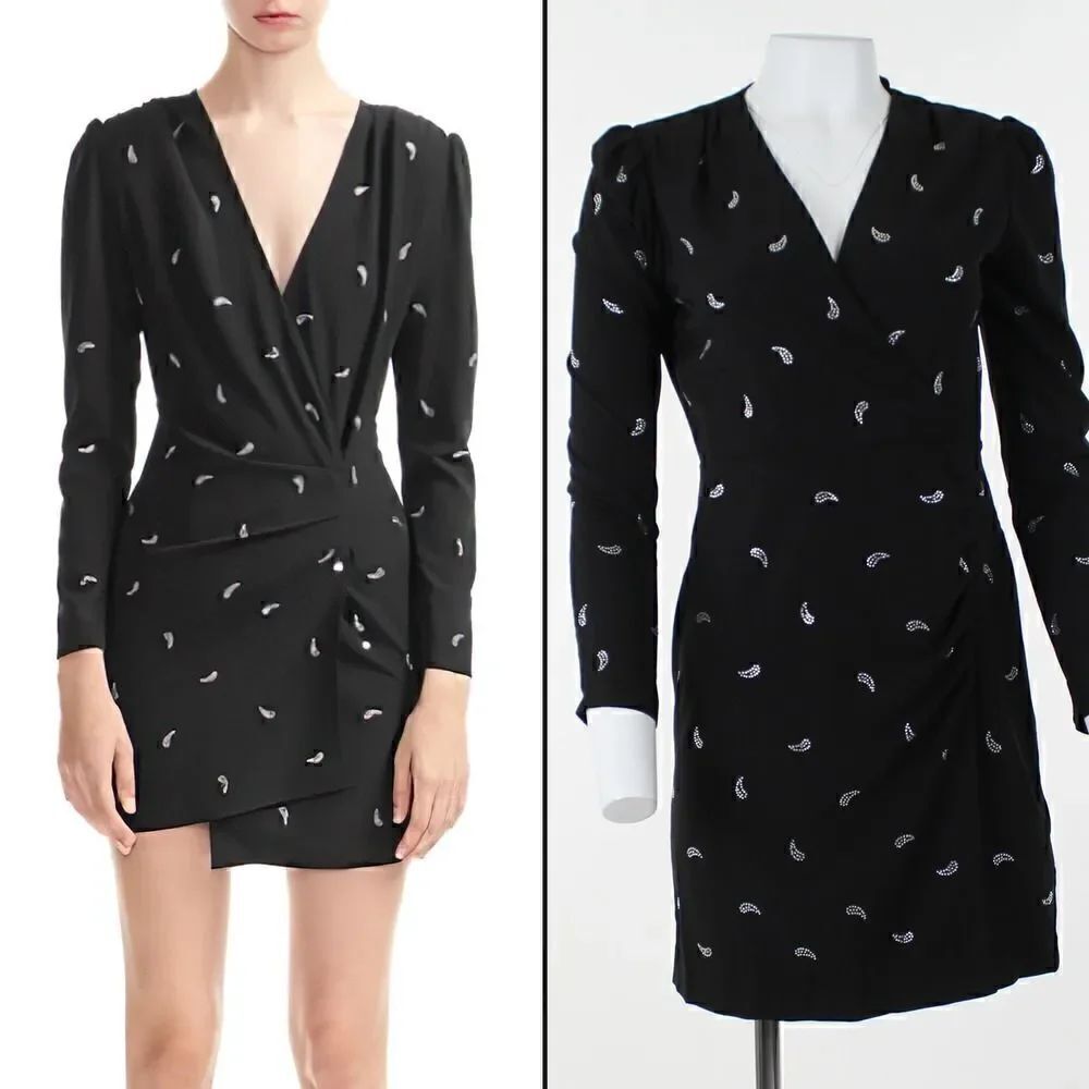 Maje Ribilo Paisley Embellished Mini Dress